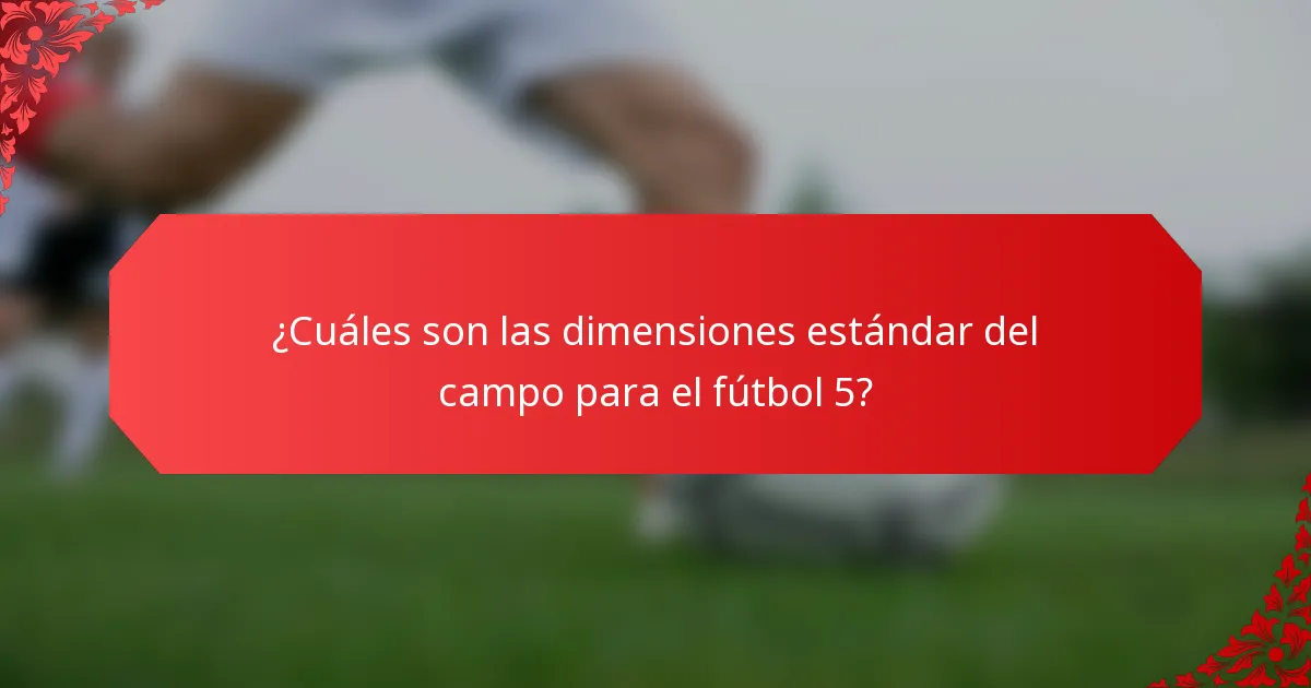 ¿Cuáles son las dimensiones estándar del campo para el fútbol 5?